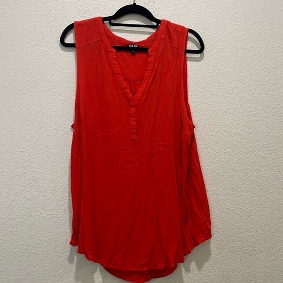 Torrid Harper Swiss Dot Sleeveless Red Tunic Tank 3X - Picture 3 of 10